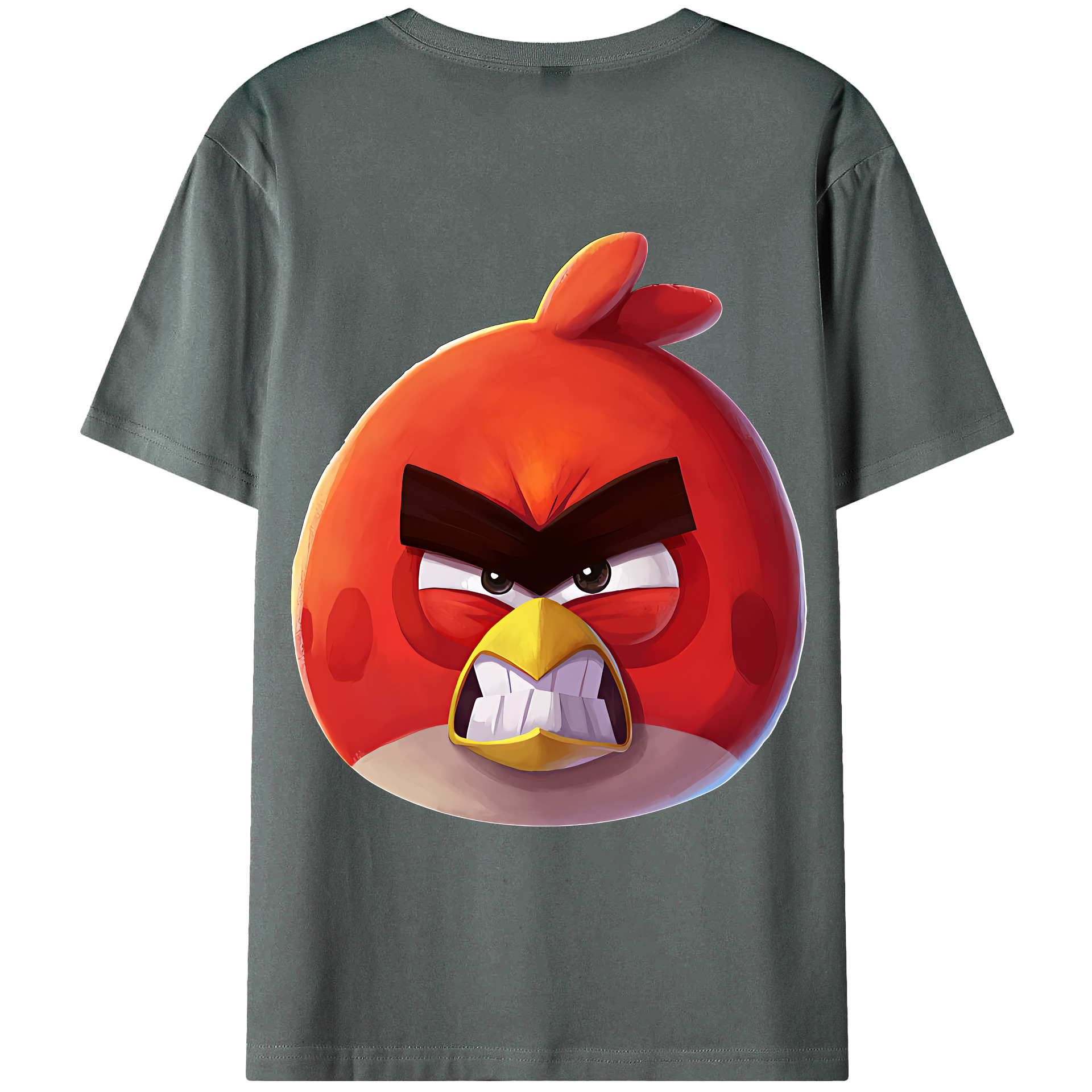 （画像用） Angry Birds アングリーバード 綿100％ メンズ半袖Tシャツ（バックプリント） 通気性